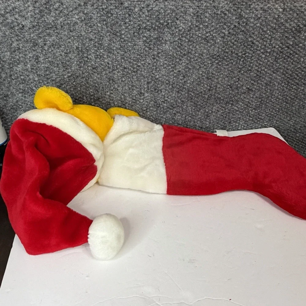VTG Disney Land Winnie The Pooh 3D Plush Head Christmas Stocking Santa Hat